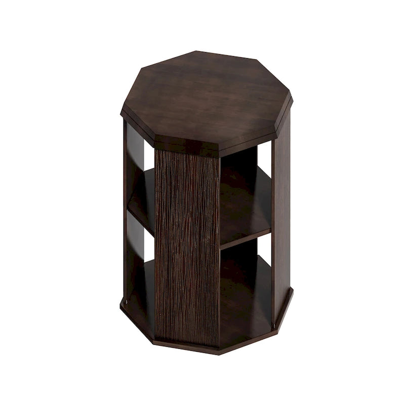 Ensemble de 2 tables basses octogonales de 80 cm en bois d'hévéa massif
