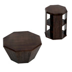 Ensemble de 2 tables basses octogonales de 80 cm en bois d'hévéa massif