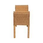 Banc d'appoint en rotin miel clair avec accoudoirs festonnés – Style bohème, 1 à 2 places