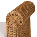 Banc d'appoint en rotin miel clair avec accoudoirs festonnés – Style bohème, 1 à 2 places