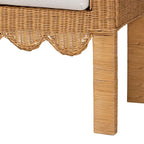 Banc d'appoint en rotin miel clair avec accoudoirs festonnés – Style bohème, 1 à 2 places