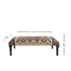 Banc rectangulaire multicolore de style sud-ouest de 47 po