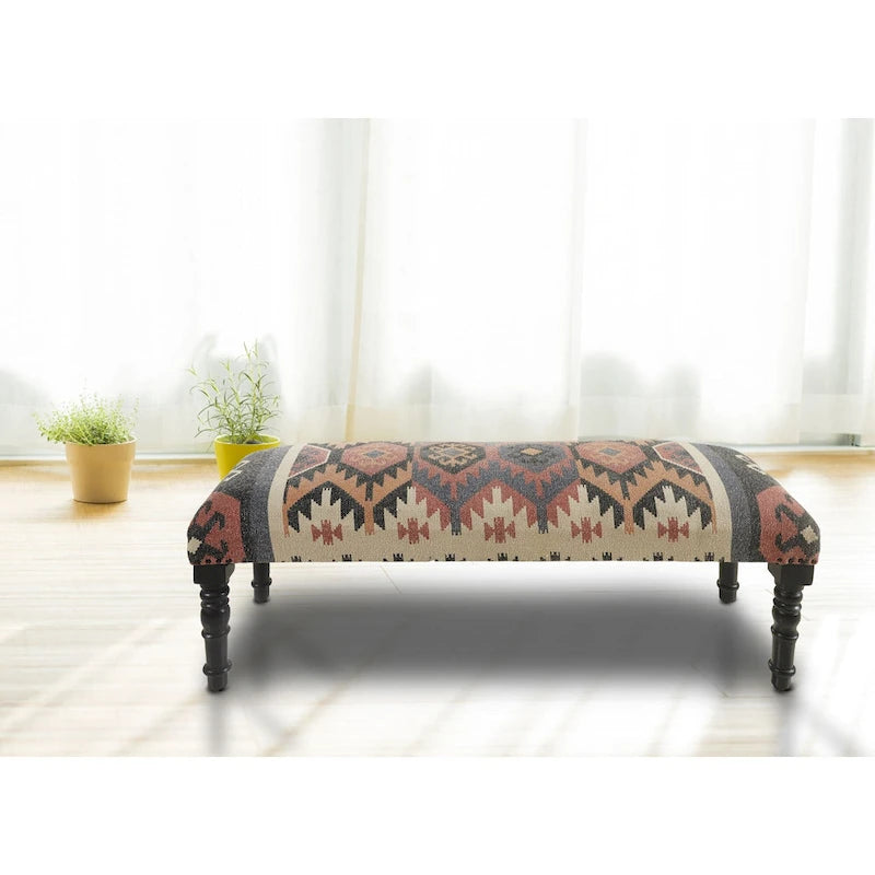 Banc rectangulaire multicolore de style sud-ouest de 47 po
