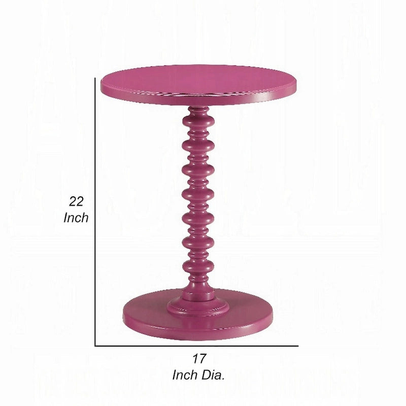 Table d'appoint ronde de 56 cm en bois violet avec pied tourné
