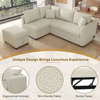 Canapé d'angle convertible en L avec ports USB et pouf de rangement