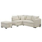 Canapé d'angle convertible en L avec ports USB et pouf de rangement
