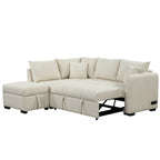 Canapé d'angle convertible en L avec ports USB et pouf de rangement