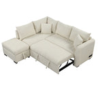 Canapé d'angle convertible en L avec ports USB et pouf de rangement