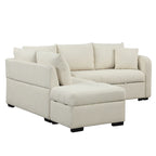 Canapé d'angle convertible en L avec ports USB et pouf de rangement