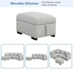 Canapé d'angle convertible en L avec ports USB et pouf de rangement