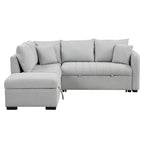 Canapé d'angle convertible en L avec ports USB et pouf de rangement
