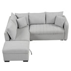 Canapé d'angle convertible en L avec ports USB et pouf de rangement