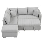 Canapé d'angle convertible en L avec ports USB et pouf de rangement