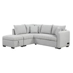 Canapé d'angle convertible en L avec ports USB et pouf de rangement