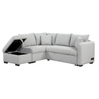 Canapé d'angle convertible en L avec ports USB et pouf de rangement