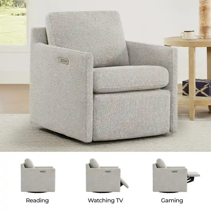 Fauteuil d'appoint inclinable électrique avec repose-pieds – Pivotant à 270°