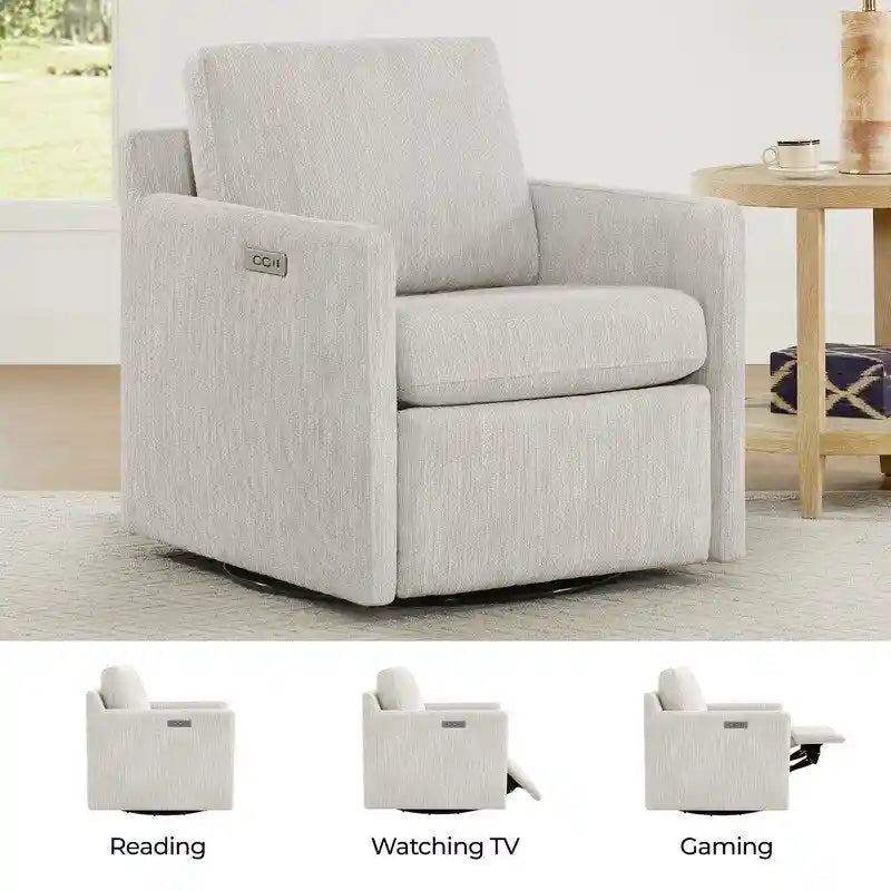 Fauteuil d'appoint inclinable électrique avec repose-pieds – Pivotant à 270°