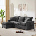 Canapé modulable en L 4 places en chenille avec pouf