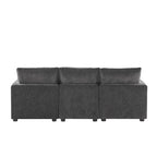 Canapé modulable en L 4 places en chenille avec pouf