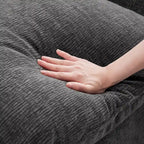 Canapé modulable en L 4 places en chenille avec pouf