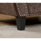 Canapé d'angle 6 places en chenille de 278 cm avec accoudoirs roulés cloutés