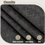 Canapé d'angle 6 places en chenille de 278 cm avec accoudoirs roulés cloutés