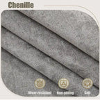 Canapé d'angle 6 places en chenille de 278 cm avec accoudoirs roulés cloutés