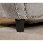 Canapé d'angle 6 places en chenille de 278 cm avec accoudoirs roulés cloutés