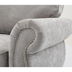 Canapé d'angle 6 places en chenille de 278 cm avec accoudoirs roulés cloutés