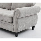 Canapé d'angle 6 places en chenille de 278 cm avec accoudoirs roulés cloutés