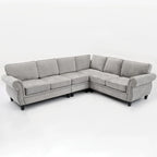 Canapé d'angle 6 places en chenille de 278 cm avec accoudoirs roulés cloutés