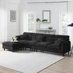 Canapé d'angle 5 places en L de 279 cm avec pouf et 5 oreillers