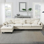 Canapé d'angle 5 places en L de 279 cm avec pouf et 5 oreillers