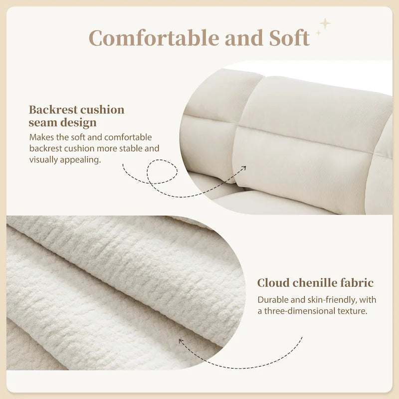 Canapé d'angle 5 places en L de 279 cm avec pouf et 5 oreillers