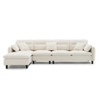 Canapé d'angle 5 places en L de 279 cm avec pouf et 5 oreillers