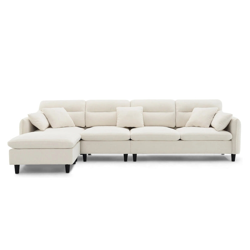 Canapé d'angle 5 places en L de 279 cm avec pouf et 5 oreillers