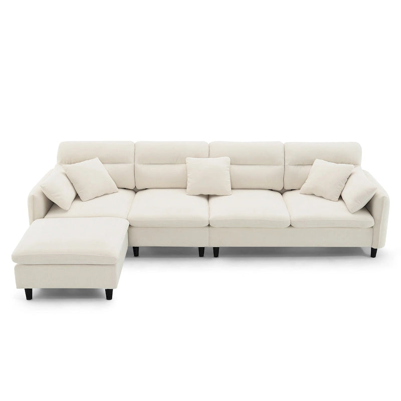Canapé d'angle 5 places en L de 279 cm avec pouf et 5 oreillers