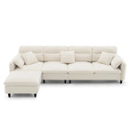 Canapé d'angle 5 places en L de 279 cm avec pouf et 5 oreillers