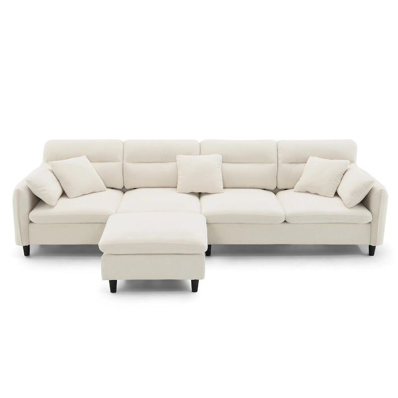 Canapé d'angle 5 places en L de 279 cm avec pouf et 5 oreillers