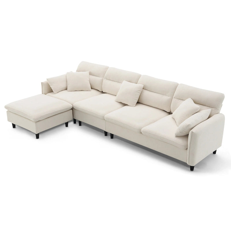 Canapé d'angle 5 places en L de 279 cm avec pouf et 5 oreillers