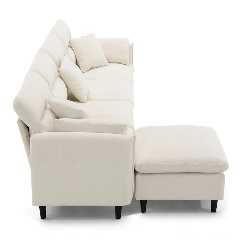 Canapé d'angle 5 places en L de 279 cm avec pouf et 5 oreillers