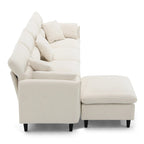 Canapé d'angle 5 places en L de 279 cm avec pouf et 5 oreillers