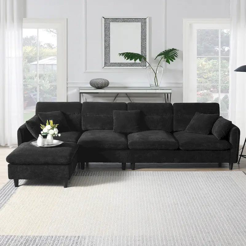 Canapé d'angle 5 places en L de 279 cm avec pouf et 5 oreillers