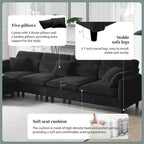 Canapé d'angle 5 places en L de 279 cm avec pouf et 5 oreillers