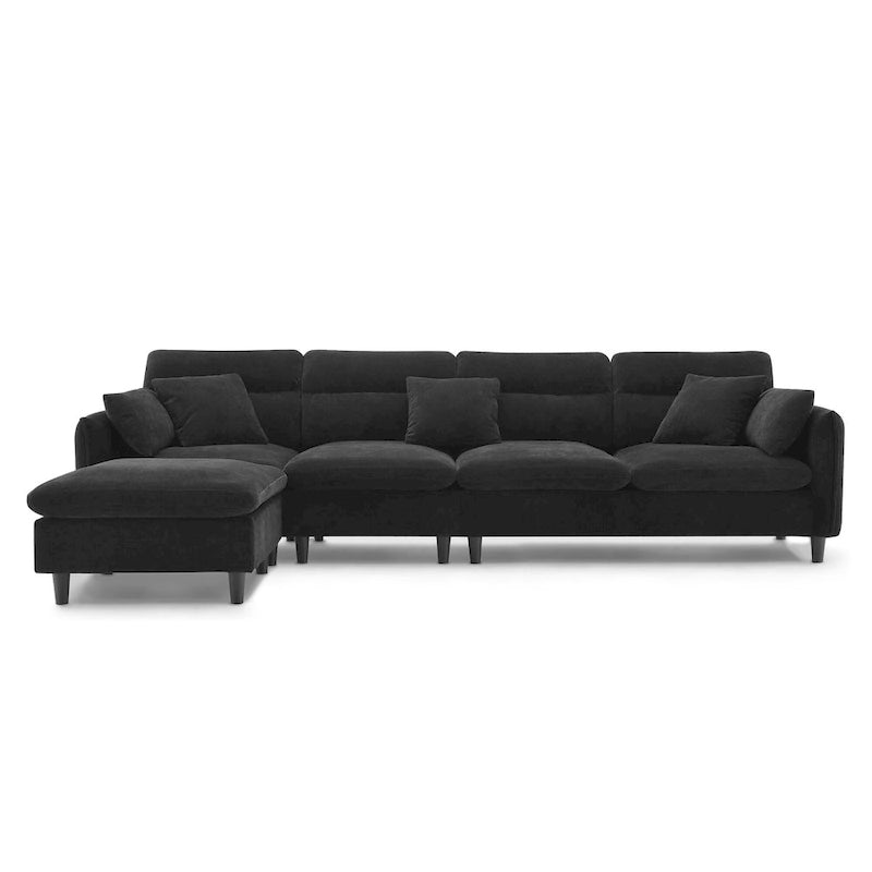 Canapé d'angle 5 places en L de 279 cm avec pouf et 5 oreillers