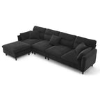 Canapé d'angle 5 places en L de 279 cm avec pouf et 5 oreillers