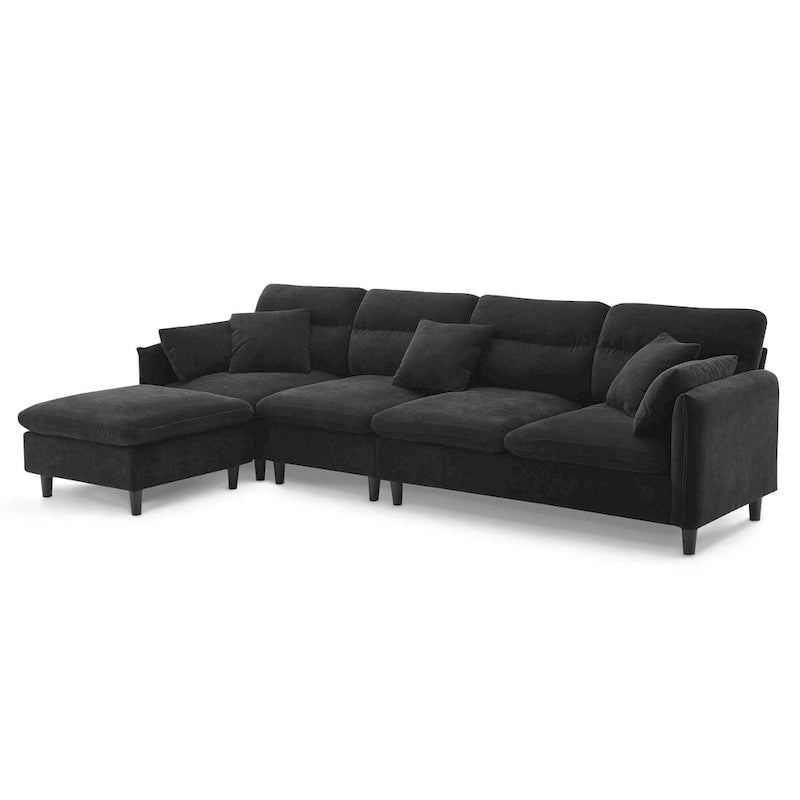 Canapé d'angle 5 places en L de 279 cm avec pouf et 5 oreillers