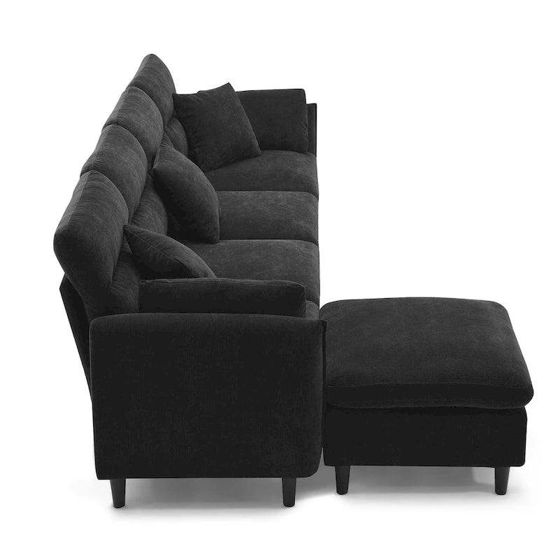 Canapé d'angle 5 places en L de 279 cm avec pouf et 5 oreillers