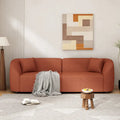 Canapé 3 places en bouclé incurvé sculptural de 222,25 cm avec design ergonomique