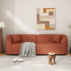 Canapé 3 places en bouclé incurvé sculptural de 222,25 cm avec design ergonomique